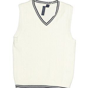 Janie and Jack White & Blue Cable Knit Sweater Vest V Neck Easter Boys 5 NWT